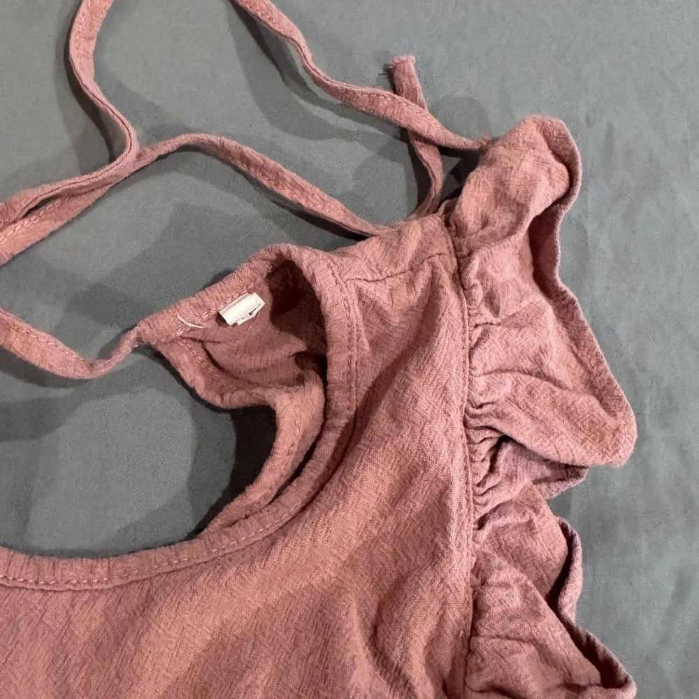 Unbranded Textured Cotton Dress Baby Girl 18-24M Mauve Pink Excellent Ruffle